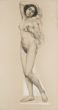 Standing Female Nude with Garland