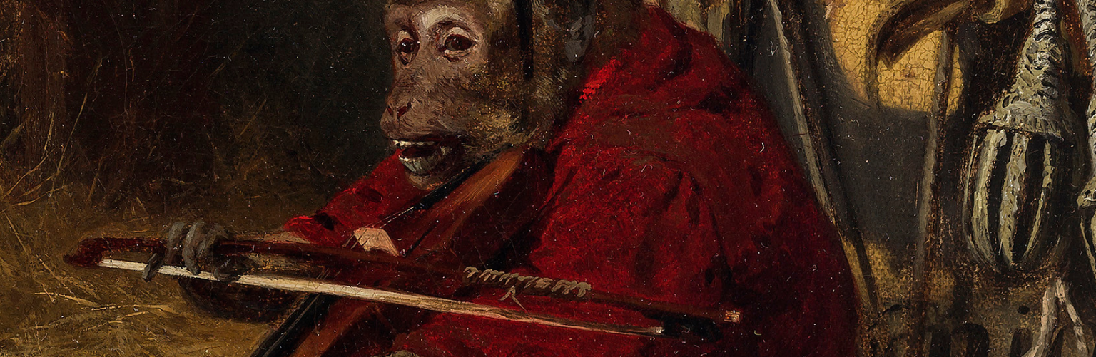 Paul Meyerheim - A monkey playing the violin