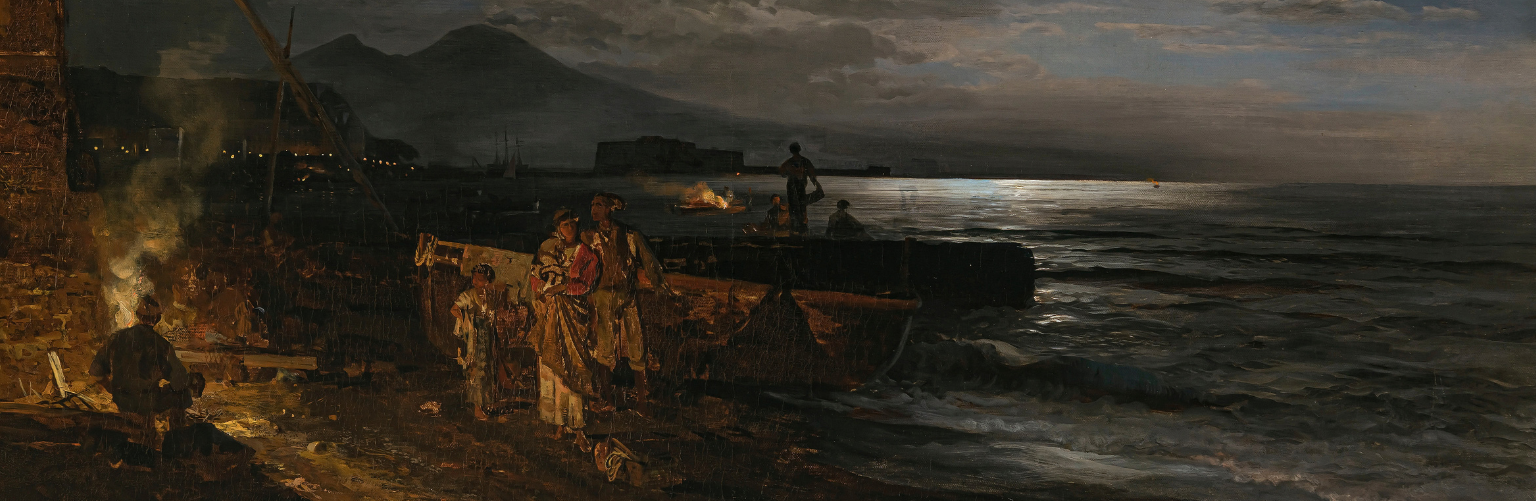 Oswald Achenbach - Die Bucht von Neapel im Mondlicht